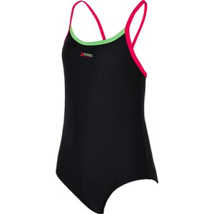 Zoggs Kerrawa Strikeback Girls, Black / Green / Magenta, 14 (34")