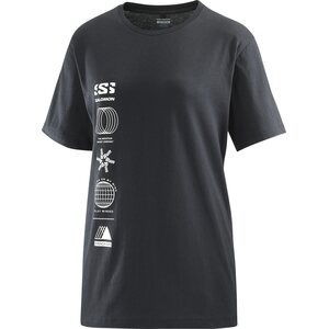 Salomon Logo Combo Short Sleeve Tee Womens, Deep Black, S
