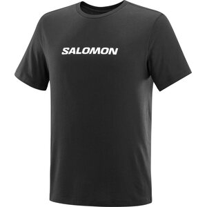 Salomon Logo Performance Short Sleeve Tee Mens, Deep Black, XL