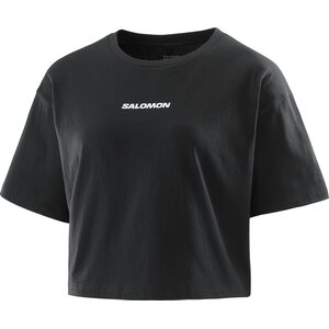 Salomon Logo Twist Short Sleeve Womens, Deep Black, XL