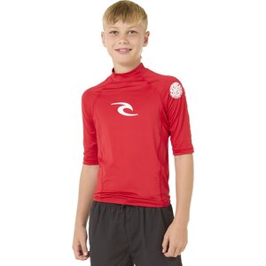 Rip Curl Brand Wave UPF Short Sleeve Boy, Red, 8