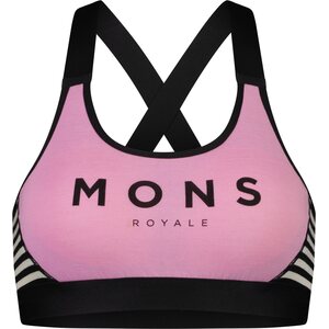 Mons Royale Stella X-Back Bra, Pink Stripe, L