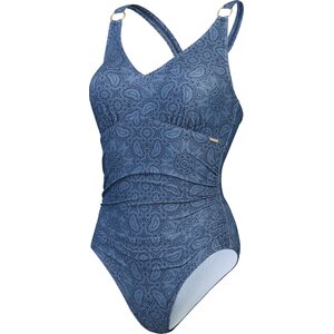 Speedo Shaping Printed V Neck 1 Piece Womens, Spruce Blue / Washed Blue, 36