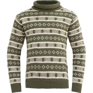 Devold Alnes Wool Roll Neck, Olive/Offwhite, M