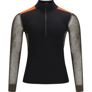 Aclima Woolnet Hybrid Mock Neck Mens, Jet Black / Tarmac / Gold Flame, XXL