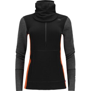 Aclima WarmWool Hood Sweater w/Zip Womens, Jet Black / Marengo / Gold Flame, L