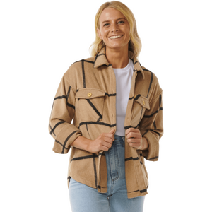 Rip Curl The Search Flannel Shirt Womens, Beige, s