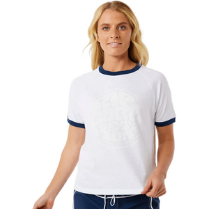 Rip Curl SG Wettie Ringer Tee Womens, White, S