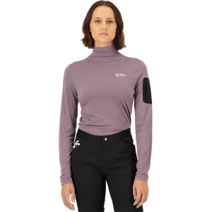 Mons Royale Diversion Merino Mock Neck Long Sleeve Womens, Mauve, L