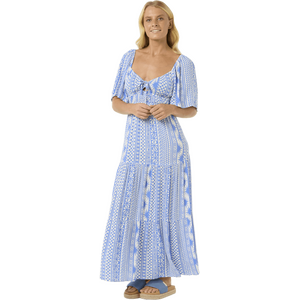 Rip Curl San Carlos Short Sleeve Maxi Dress, Blue, S
