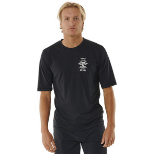 Rip Curl Icons Surflite UPF Short Sleeve Mens, Black, M