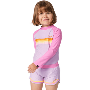 Rip Curl Rainbow Tide Long Sleeve Rash Vest Kids, Bright Pink, 1-2