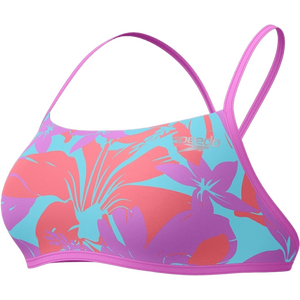 Speedo Allover Digital Cross Back Crop Top, Kaluna Floral/Arctic Glass, 28 (EUR 32)
