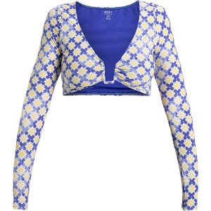 Roxy Artsy Tile Long Sleeves Crop Surf Top Womens, Dazzling Blue Tile, XS