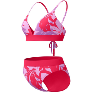 Speedo Printed Banded Triangle 2-Piece, Raspberry Fill, 32 (EUR 36)