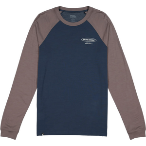 Mons Royale Icon Merino Raglan Long Sleeve Mens, Midnight/Iron, S