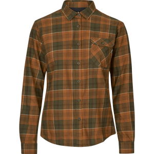 Seeland Skye Flannel Shirt Womens, Grizzly Brown / Terracotta Check, M