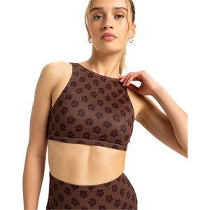 Roxy Pro The Pop Up Crop Top, Chocolate Plum Polkabiscus, M