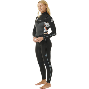 Rip Curl Dawn Patrol 3/2 Chest Zip Sublimed Womens, Black/Black/Multi, 12