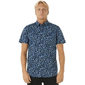 Rip Curl Florar Reef Short Sleeve Shirt Mens, Washed Navy, S