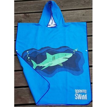 BornToSwim Changing Robe Poncho Towel With Hood Kids, Blue Shark, XS (65 x 65 cm)