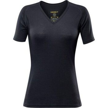 Devold Breeze Woman T-shirt V-Neck, Black, L