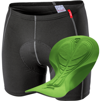 Löffler Bike Undershorts Elastic Mens, Black w/ Green seat pad (999), S/48