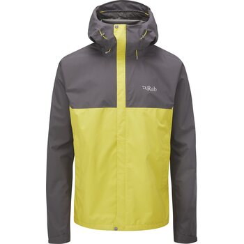 RAB Downpour Eco Waterproof Jacket Mens, Graphene/Zest, S