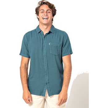Rip Curl New Ventura Short Sleeve Shirt Mens, Mid Blue, XL