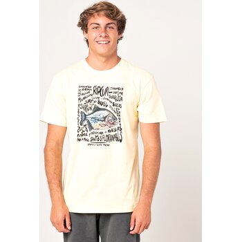 Rip Curl Destination Animals Tee Mens, Pale Yellow, S
