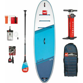 Red Paddle Co Ride 10'8" x 34" paketti, Blue/White | Carbon 50 Nylon -melalla (2021)