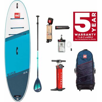 Red Paddle Co Ride 10'8" x 34" package, Blue/White | with Cruiser Tough Paddle