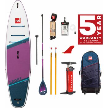 Red Paddle Co Sport 11'3" x 32" paket, Special Edition - Purple | w/ Hybrid Tough Paddle