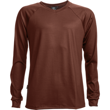 Keli Merino Wool Long Sleeve Shirt Unisex, Brown, S