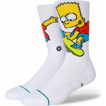 Stance Bart Simpson Crew Sock, White, L (Men 43 - 46 / Women 43 - 45)