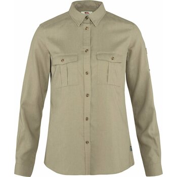 Fjällräven Övik Travel Shirt Long Sleeve Womens, Sand Stone (195), XS