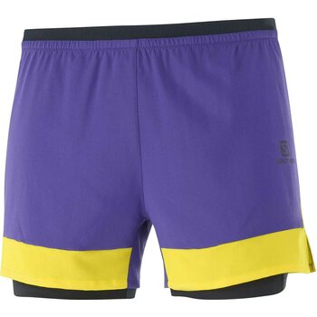 Salomon Cross 2in1 Shorts Mens, Deep Blue / Empire Yellow, XL