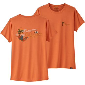 Patagonia Capilene Cool Daily Graphic Shirt Womens, Palm Protest: Tigerlily Orange X-Dye, S