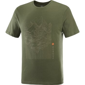 Salomon Outlife Graphic Mountain Heather Short Sleeve T-Shirt Mens, Olive Night, XL