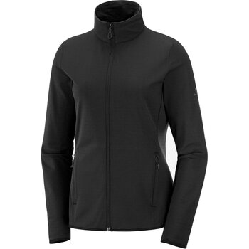 Salomon Essential Lightwarm Full Zip Midlayer Jacket Womens, Black, S