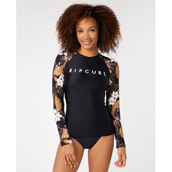 Rip Curl Playabella Relaxed Long Sleeve Top Womens, Black/Gold, 6