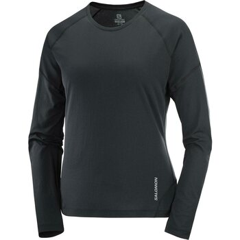 Salomon Cross Run LS Tee Womens, Deep Black, L