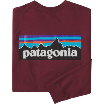Patagonia Long-Sleeved P-6 Logo Responsibili-Tee Mens, Sequoia Red, S