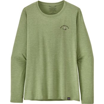 Patagonia Long-Sleeved Cap Cool Daily Graphic Shirt - Waters Womens, Action Angler: Salvia Green X-Dye, XS