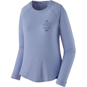Patagonia Long Sleeved Cap Cool Trail Shirt Womens, Walk Your Patch: Pale Periwinkle, L