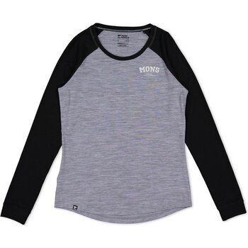 Mons Royale Icon Merino Air-Con Raglan Womens, Grey Heather / Black, M