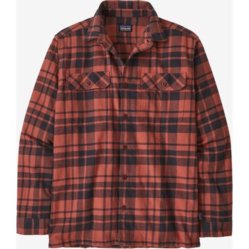 Patagonia Long-Sleeved Organic Cotton Midweight Fjord Flannel Shirt Mens, Ice Caps: Burl Red, XXL