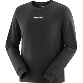 Salomon Logo Perf Long Sleeve Tee Mens, Deep Black, L