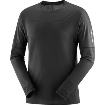 Salomon Sense Aero Long Sleeve Tee Mens, Deep Black / Deep Black, L