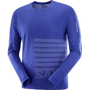 Salomon Sense Aero Long Sleeve Tee GFX Mens, Surf The Web / Rainy Day, L